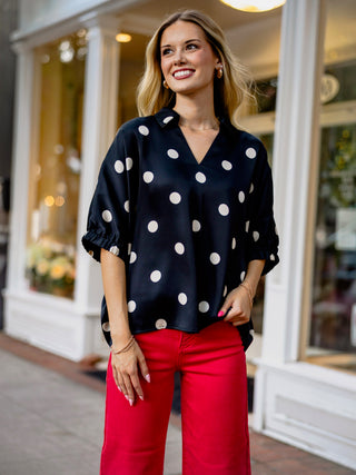 Oversized SS polka dot pullover