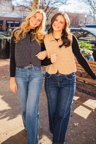 Zip front quilted vest