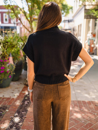 Mock neck drop shoulder sweater