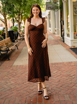 Chocolate polka dot maxi dress