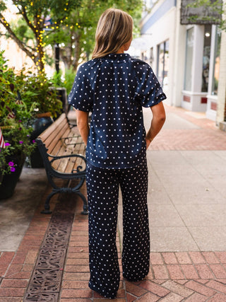 Polka dot drawstring pants