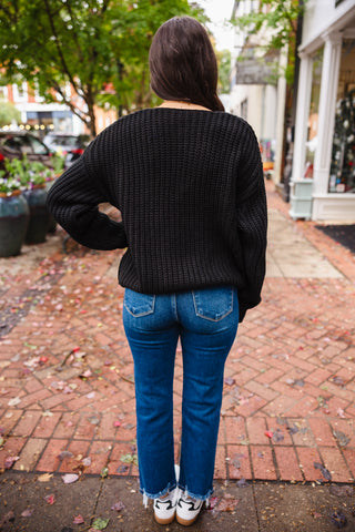 Gold button LS sweater cardigan