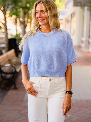 Rib trim SS sweater