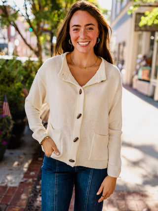 Ivory toggle button cardigan