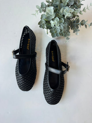 Sheer woven mary jane flats