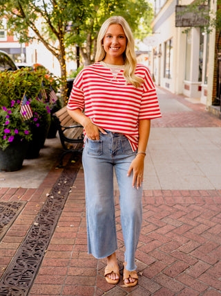 Red Stripe SS top