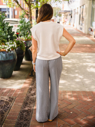 Black gingham wide leg pants
