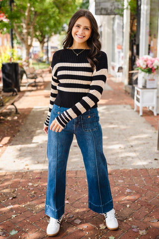Stripe ribbed sweater