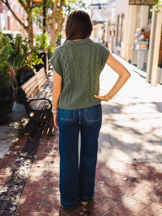 Forest cable knit button up sweater