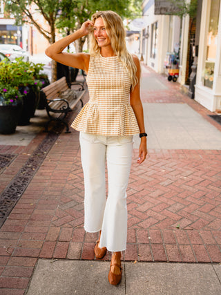 Entro Tan gingham check sleeveless top