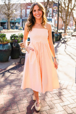 Striped spaghetti strap dress