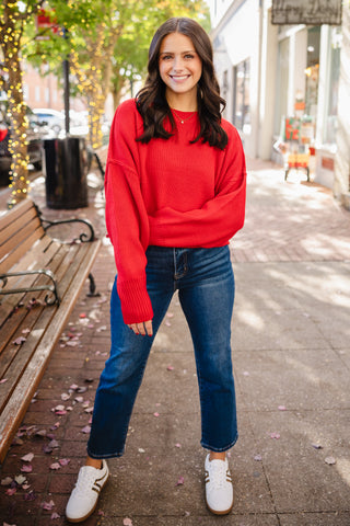 Drop shoulder sweater