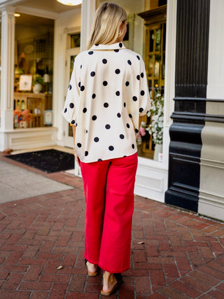 Oversized SS polka dot pullover