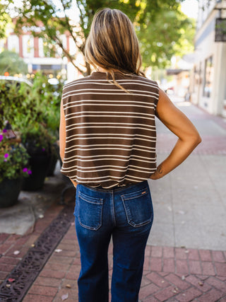 Entro striped bubble hem top