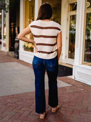 Stripe front seam sweater