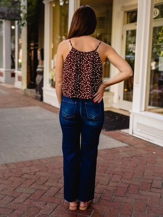 Brown & cream polka dot cami