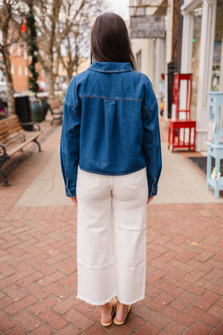 Dark denim cropped shirt