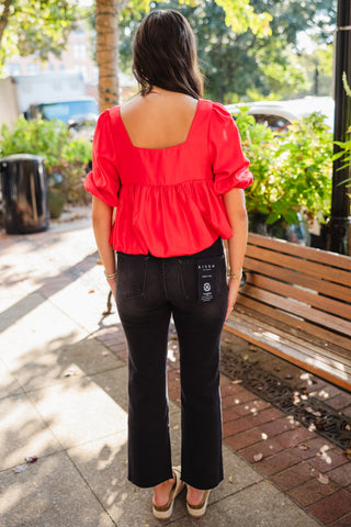 Square neck bubble crop top