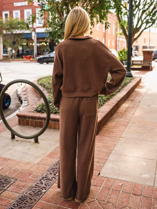 Mocha textured wide leg pants