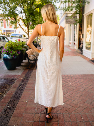Cream & black dot midi dress