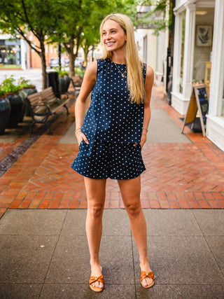 Navy Polka Dot Shorts