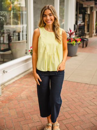 Sleeveless ruffle detail top