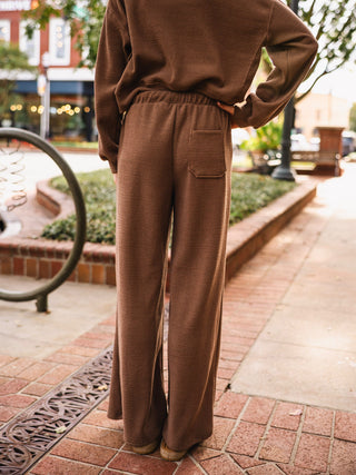 Mocha textured wide leg pants