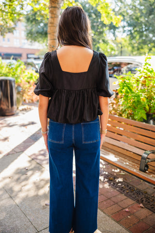 Square neck bubble crop top