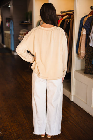 Crew neck ribbed LS top