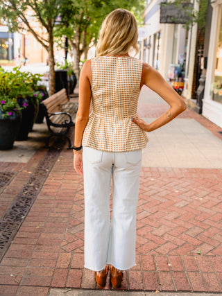 Entro Tan gingham check sleeveless top