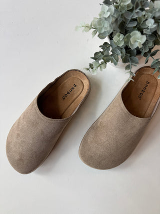 Faux suede slip on mule in oatmeal