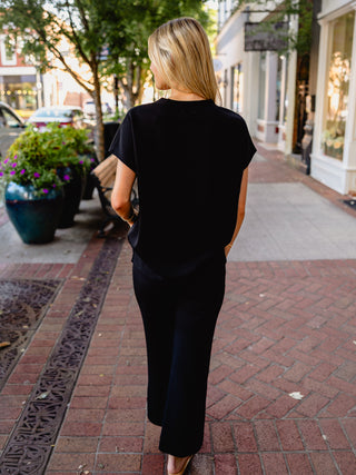 Black soft Modal V-Neck Tee