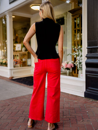 Red HR cropped wide leg jeans