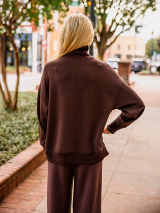 Espresso mock neck pullover