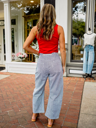 Red georgia embroidered tank top