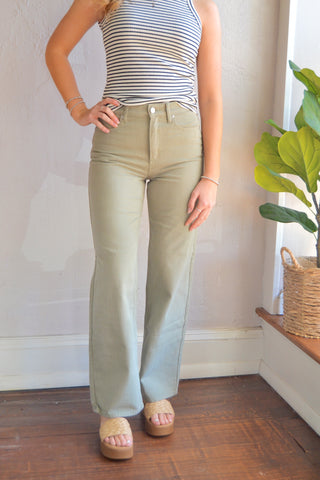 Olive HR wide leg jeans