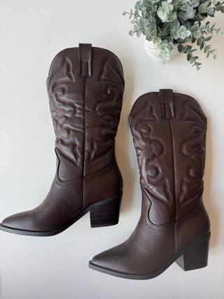 Brown western cowboy boots