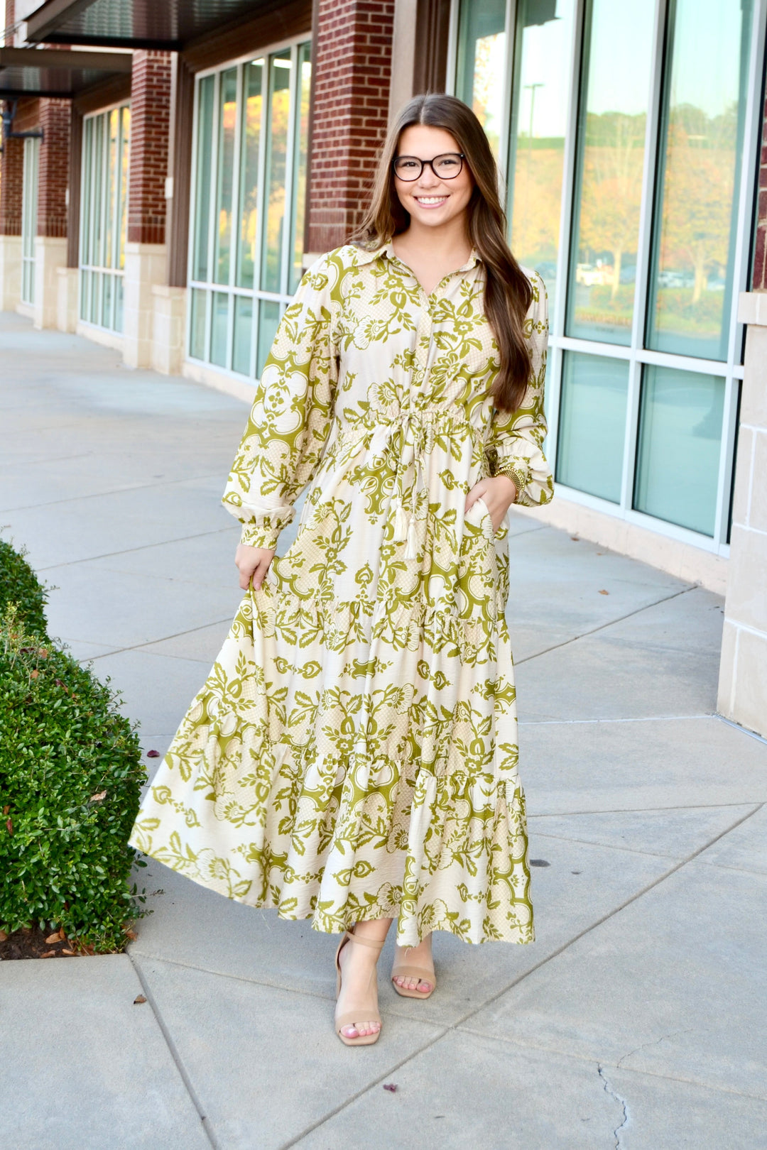 Long sleeve paisley maxi dress deals