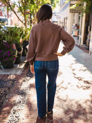 Cocoa mock neck pullover