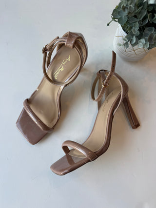 Nude one band adjustable strap heel