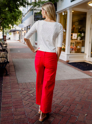 SS ribbed polka dot top