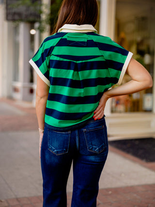 Green & blue SS rugby top