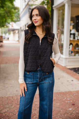 Zip front quilted vest