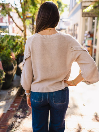 Taupe button detail sweater