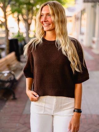 Rib trim SS sweater