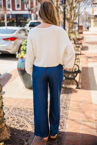 Oatmeal split neck mini rib long sleeve top