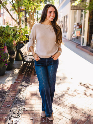 Taupe button detail sweater