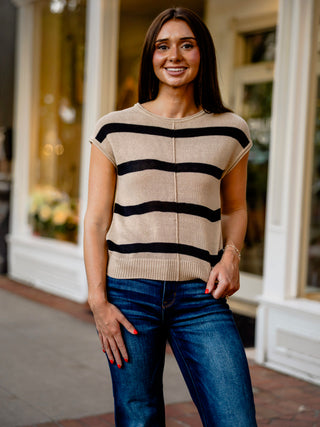 Stripe front seam sweater