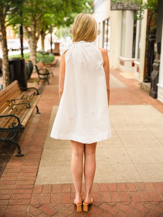 White tie detail dress