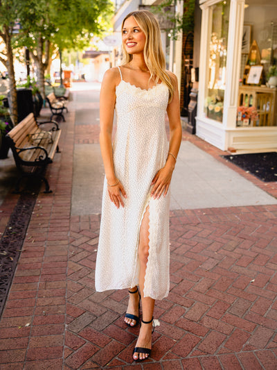 Cream & black dot midi dress – ImageBoutique